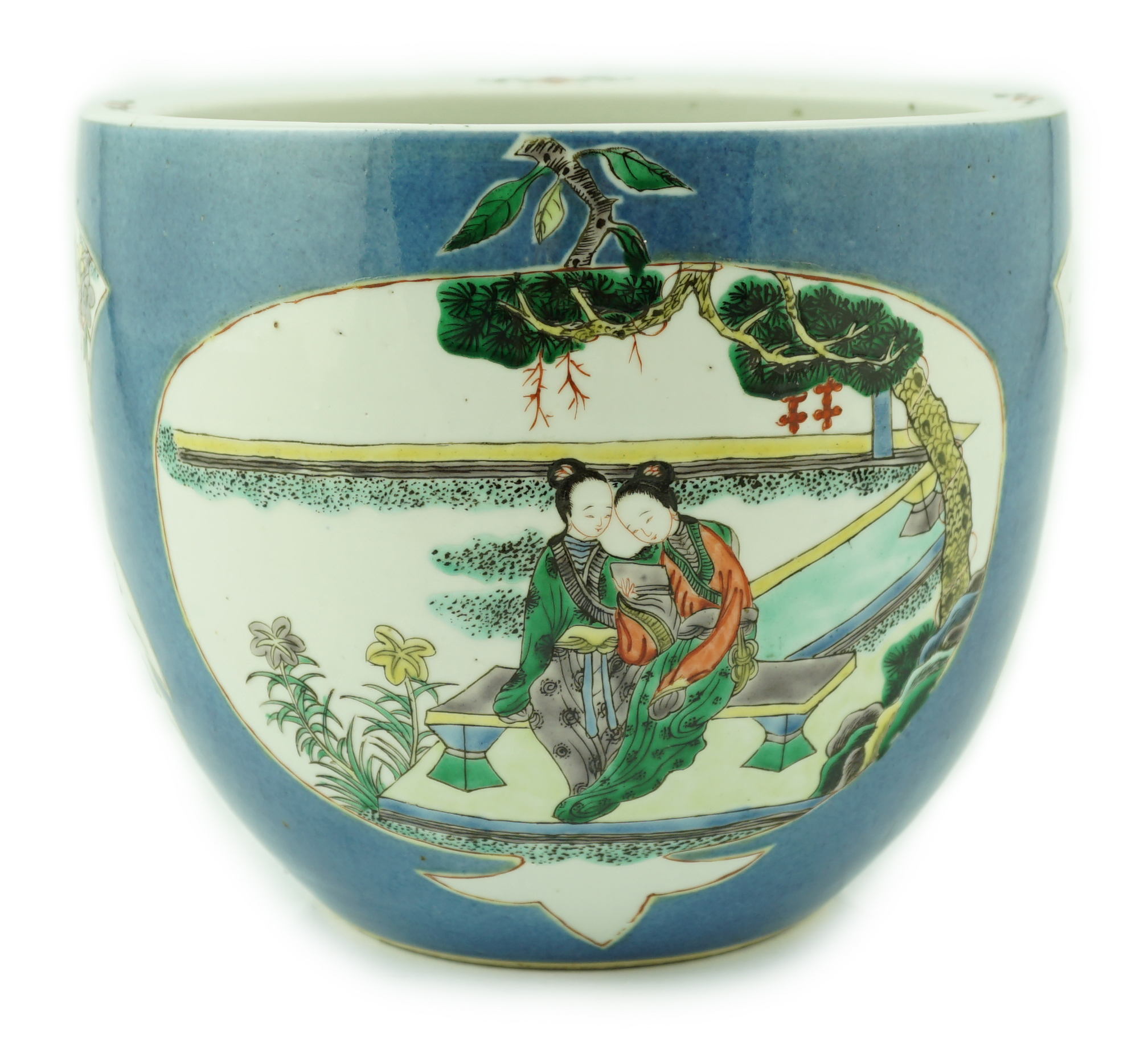 A Chinese powder blue small jardiniere, 19th century, star crack to base